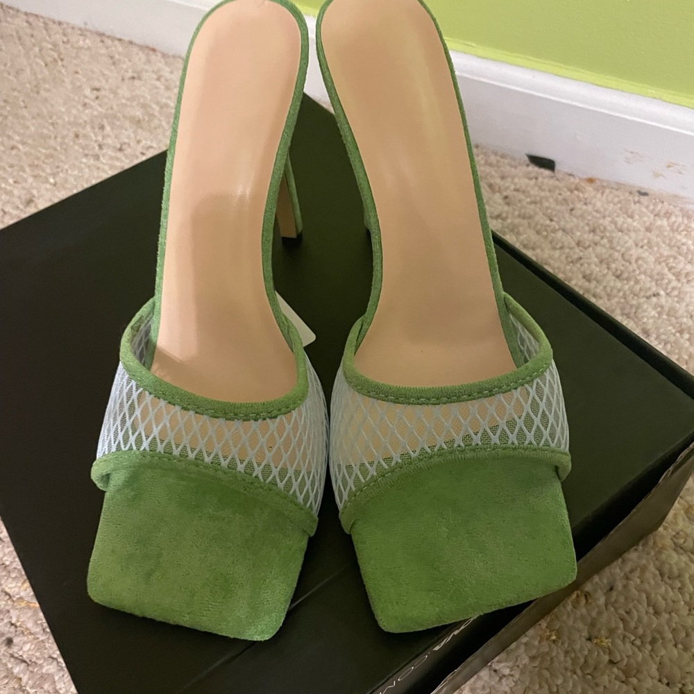 Green shein sandals. They are fabulous but too small for me